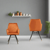 Solaris Burnt Orange Velvet Swivel Dining Chairs, Set of 4 - Pendle Village Furniture